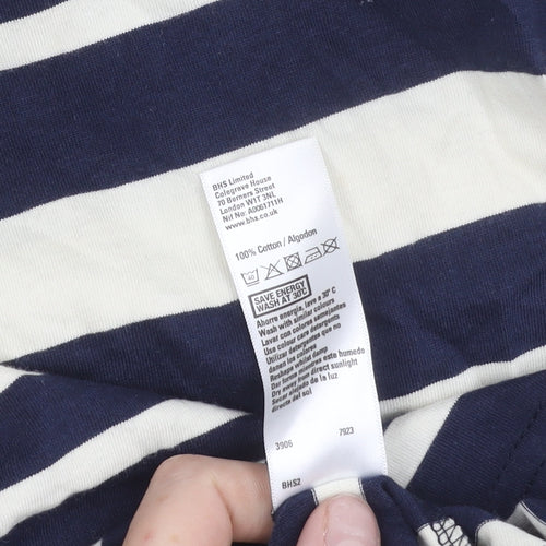 Trait Supply Co Unisex Navy White Striped Cotton T-Shirt Large