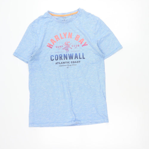Next Men Blue S Regular Fit Cotton Graphic Surf T-Shirt