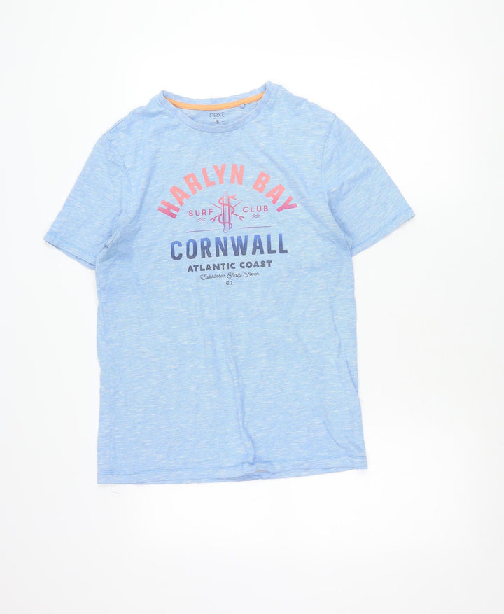 Next Men Blue S Regular Fit Cotton Graphic Surf T-Shirt