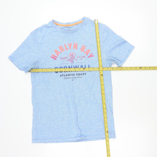 Next Men Blue S Regular Fit Cotton Graphic Surf T-Shirt
