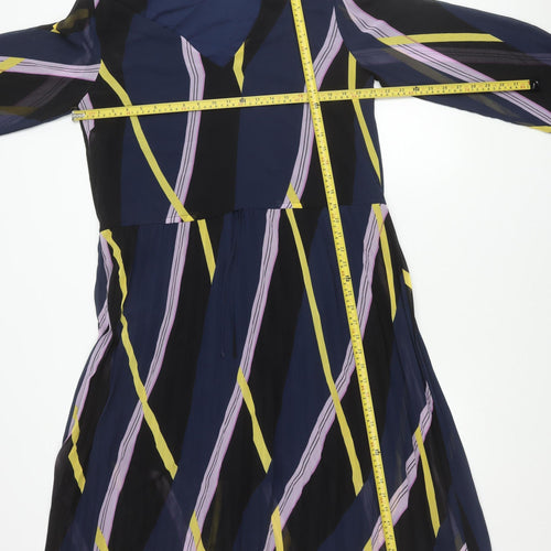 JUST Women’s Blue Geometric A-Line Chiffon Dress L