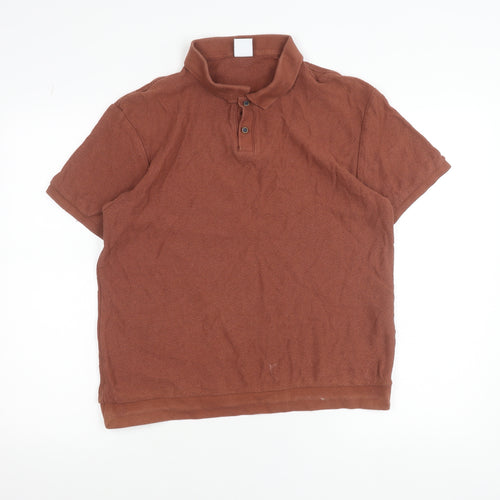 Zara Men's Brown Cotton Polo Shirt Size M Short Sleeve Casual