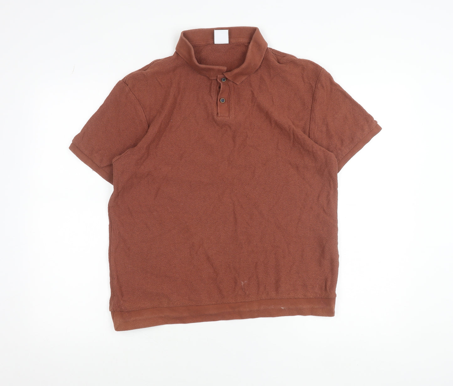 Zara Men's Brown Cotton Polo Shirt Size M Short Sleeve Casual