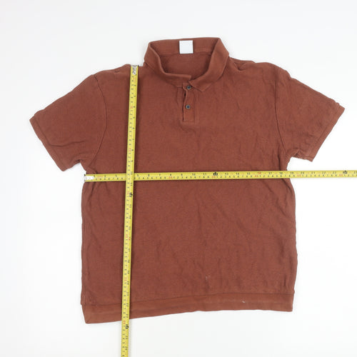 Zara Men's Brown Cotton Polo Shirt Size M Short Sleeve Casual