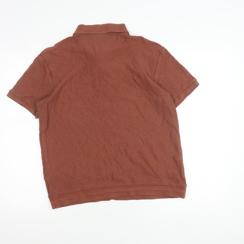 Zara Men's Brown Cotton Polo Shirt Size M Short Sleeve Casual