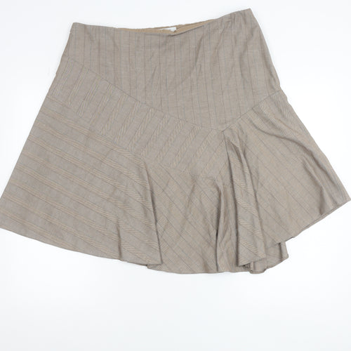 Next Women Beige Striped Flare Skirt Size 20 Knee Length Workwear