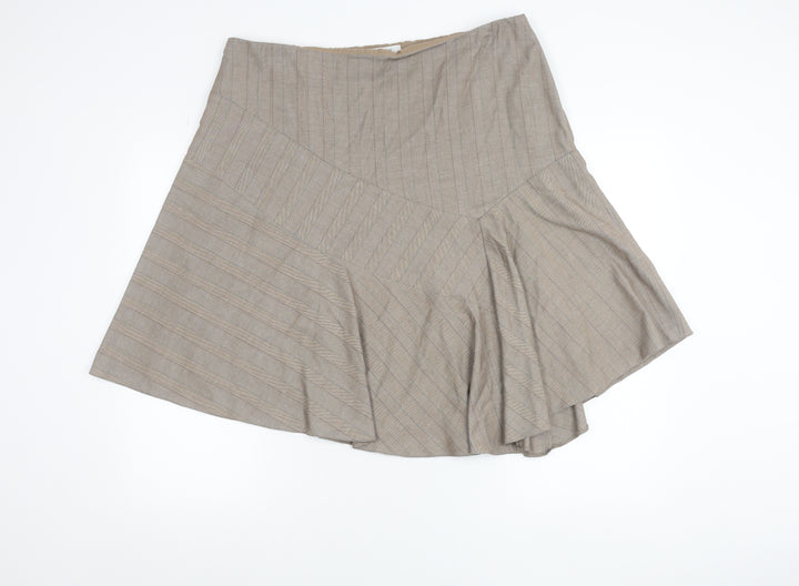 Next Women Beige Striped Flare Skirt Size 20 Knee Length Workwear