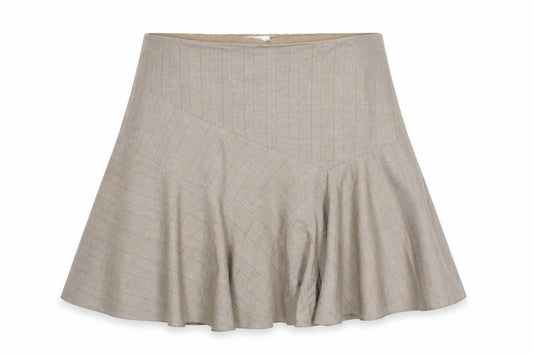 Front view of Next Women Beige Striped Flare Skirt, size 20, Knee Length Workwear