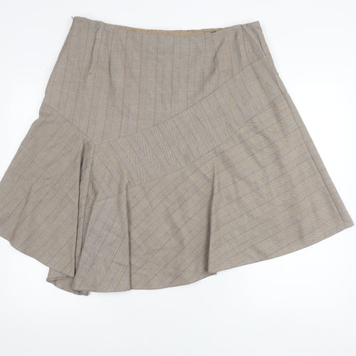 Next Women Beige Striped Flare Skirt Size 20 Knee Length Workwear