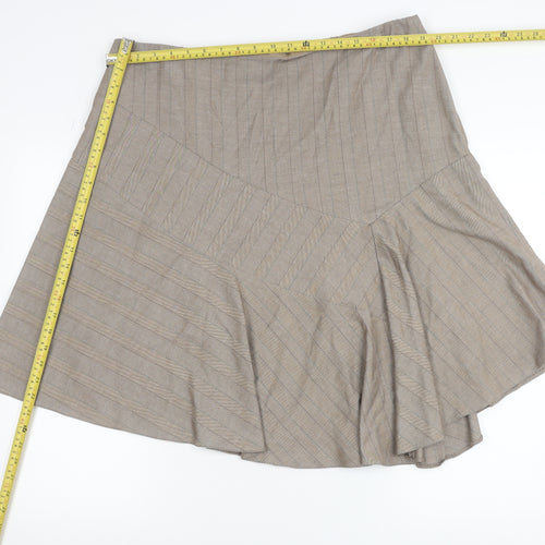 Next Women Beige Striped Flare Skirt Size 20 Knee Length Workwear