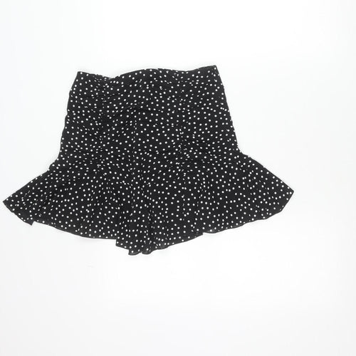 Quiz Womens Black Polka Dot Asymmetric Ruffle Skirt Size 6