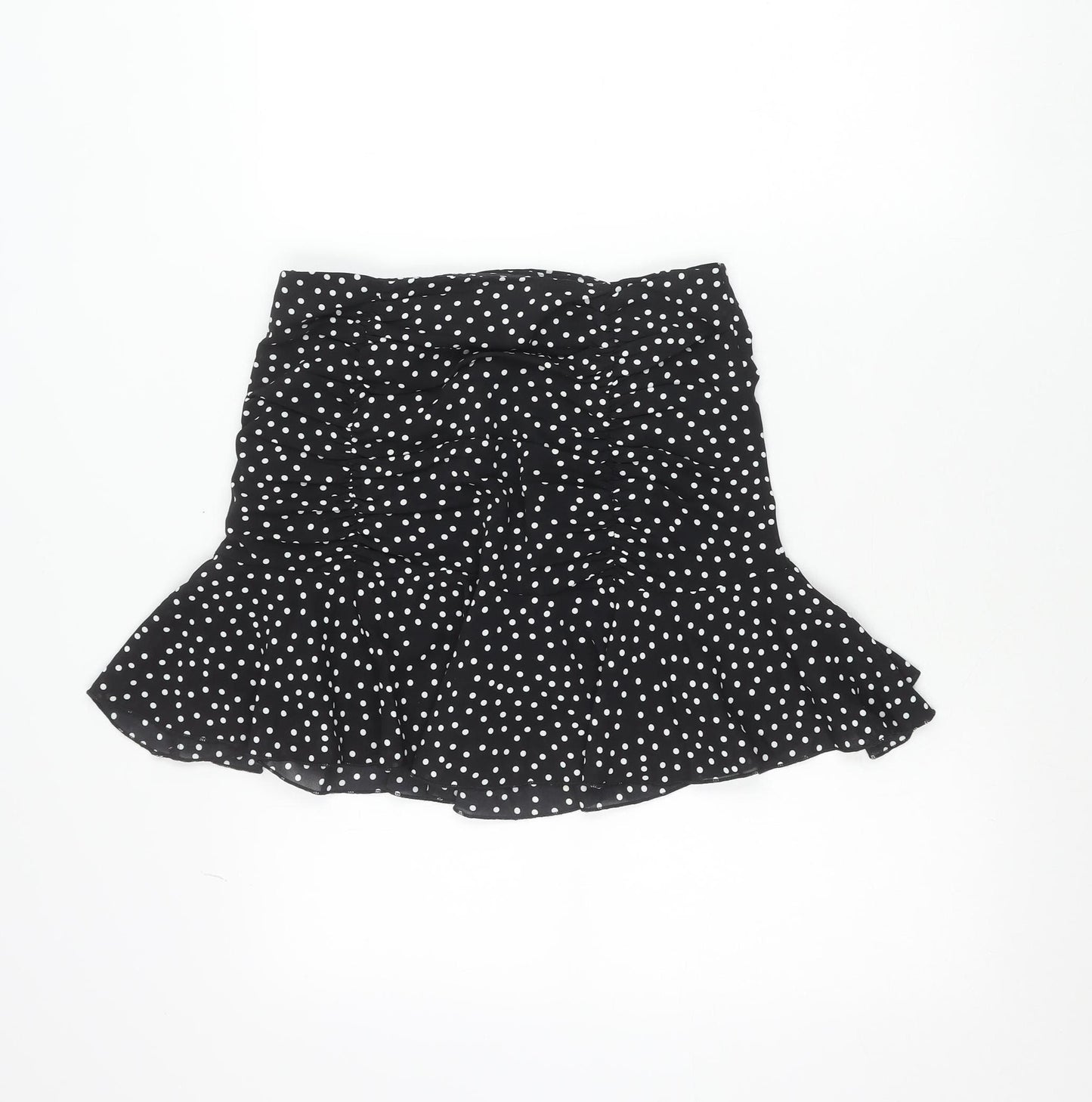 Quiz Womens Black Polka Dot Asymmetric Ruffle Skirt Size 6