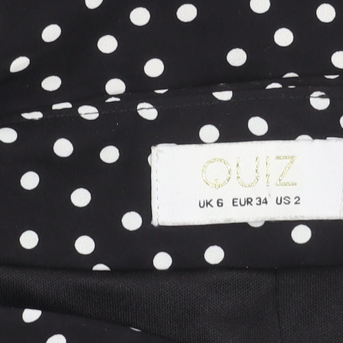 Quiz Womens Black Polka Dot Asymmetric Ruffle Skirt Size 6