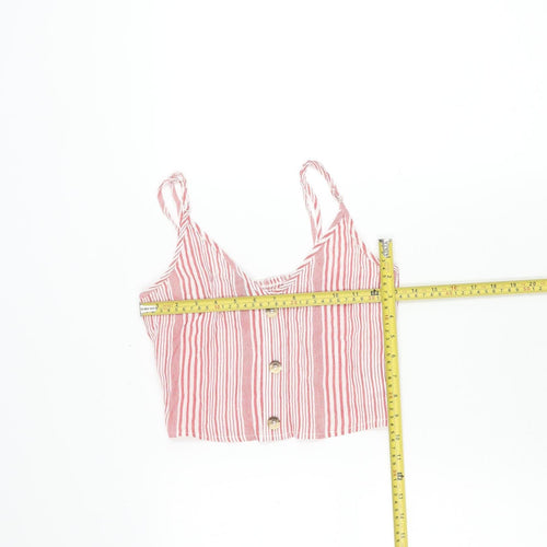 H&M Divided Womens Red Striped Cropped Viscose Tank Top Size 6