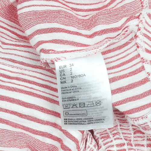 H&M Divided Womens Red Striped Cropped Viscose Tank Top Size 6