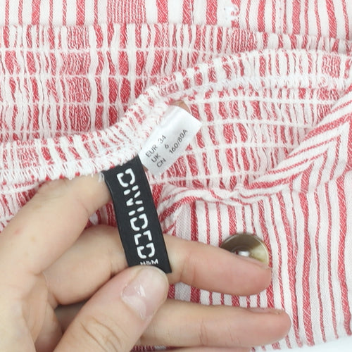 H&M Divided Womens Red Striped Cropped Viscose Tank Top Size 6