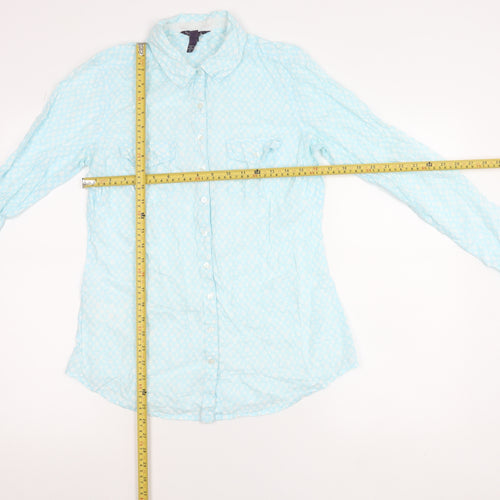 Long Tall Sally Women’s Blue Polka Dot Button-Up Shirt UK 10 Tall