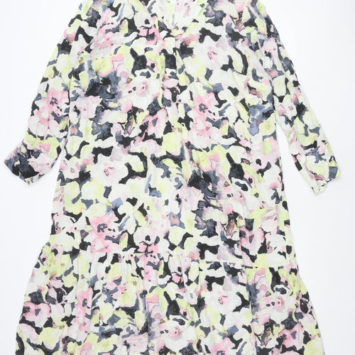 H&M Women’s Multicoloured Floral Viscose Midi Dress XL