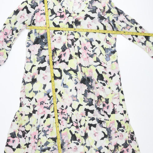 H&M Women’s Multicoloured Floral Viscose Midi Dress XL