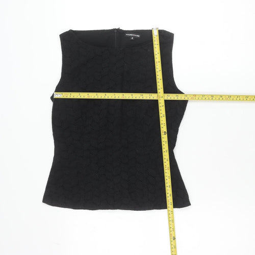 Warehouse Women’s Black Cotton Lace Blouse UK 10 Sleeveless