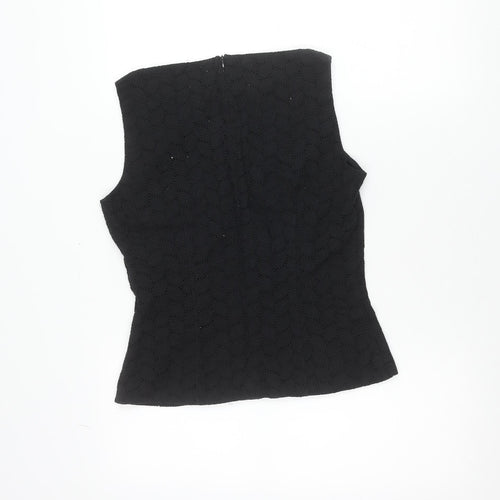 Warehouse Women’s Black Cotton Lace Blouse UK 10 Sleeveless