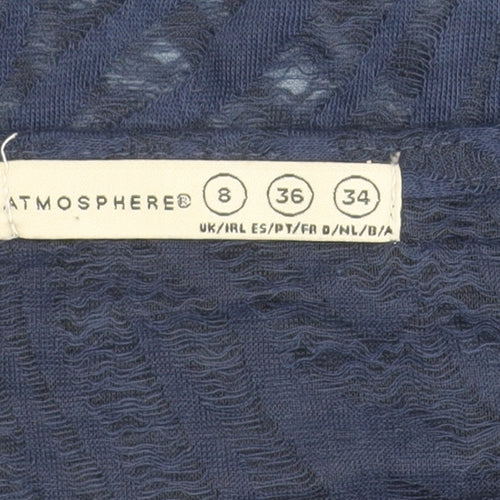 Atmosphere Womens Blue Lace Tunic Blouse UK 8 3/4 Sleeve