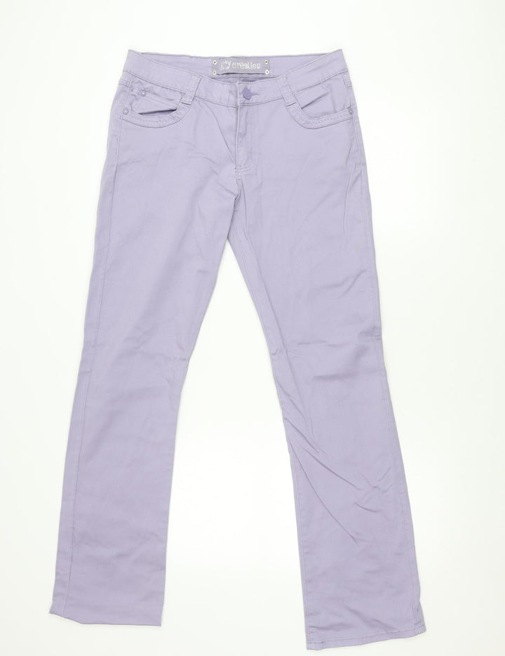 KY Création Womens Purple Straight Jeans XL Cotton Stretch