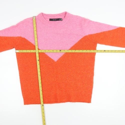 Vero Moda Women’s Pink Orange Pullover Jumper Size S Crew Neck Knit