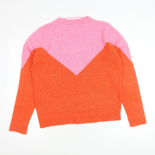 Vero Moda Women’s Pink Orange Pullover Jumper Size S Crew Neck Knit