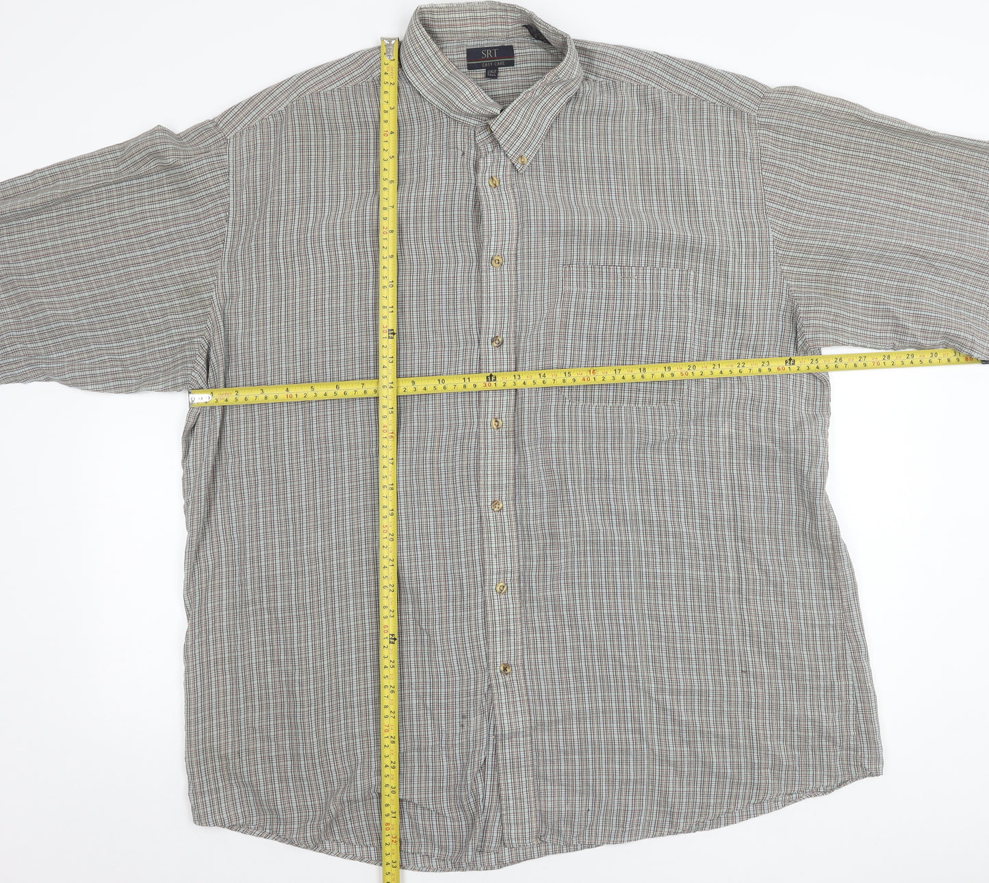 SRT Men’s Multicolour Check Shirt 2XL Tall Long Sleeve Button Up