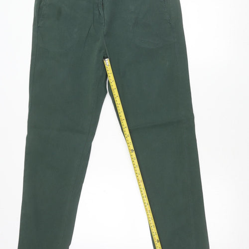 Marks and Spencer Woman Green Cotton Blend Stretch Trousers Size 14
