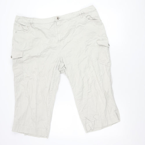 Faded Glory Unisex Beige Cargo Shorts 26W Relaxed Cotton Stretch