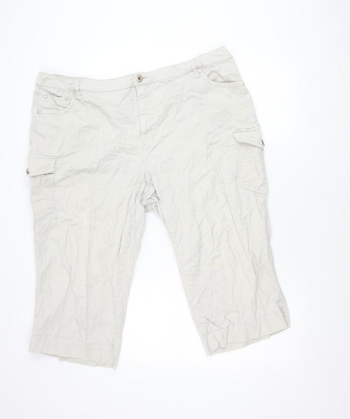 Faded Glory Unisex Beige Cargo Shorts 26W Relaxed Cotton Stretch