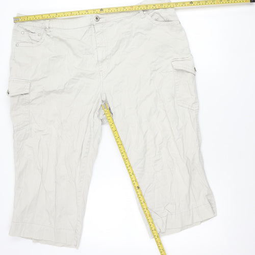 Faded Glory Unisex Beige Cargo Shorts 26W Relaxed Cotton Stretch