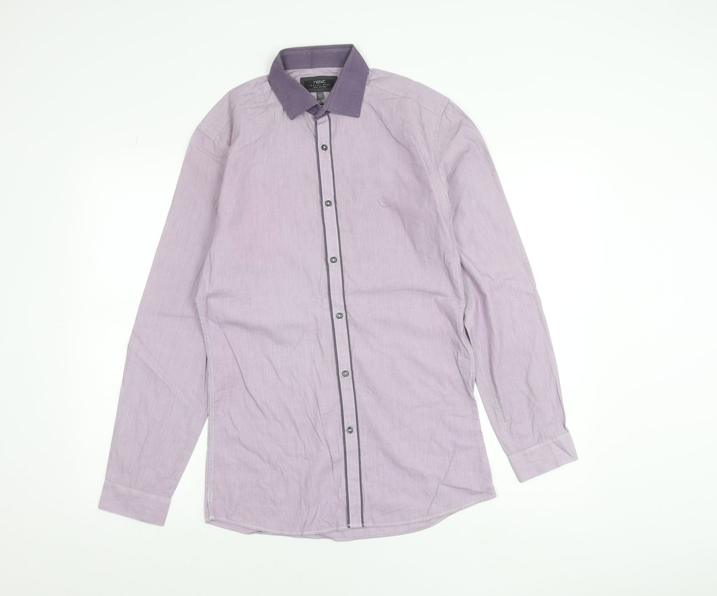 Next Men’s Purple Slim Fit Long Sleeve Cotton Shirt 14.5in