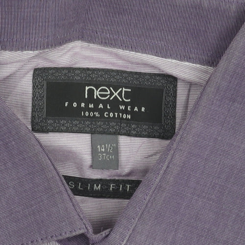 Next Men’s Purple Slim Fit Long Sleeve Cotton Shirt 14.5in