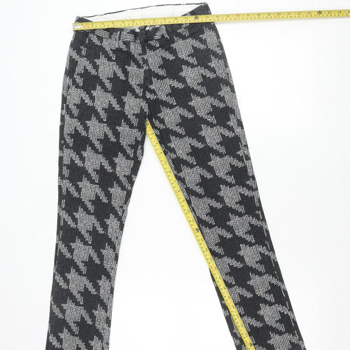 Topman Women Black Check Slim Fit Stretch Trousers Size 10