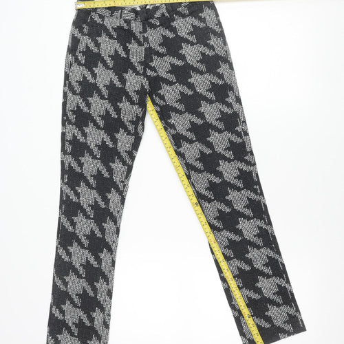 Topman Women Black Check Slim Fit Stretch Trousers Size 10