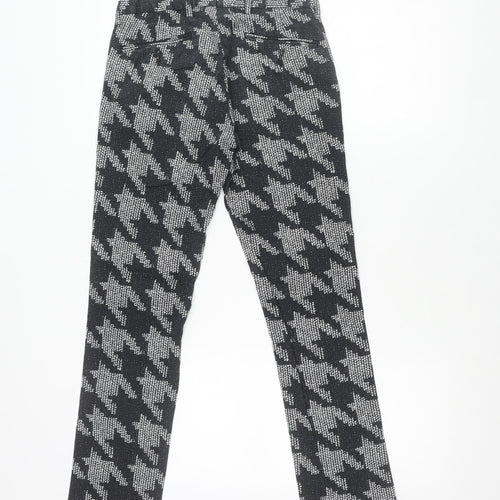 Topman Women Black Check Slim Fit Stretch Trousers Size 10