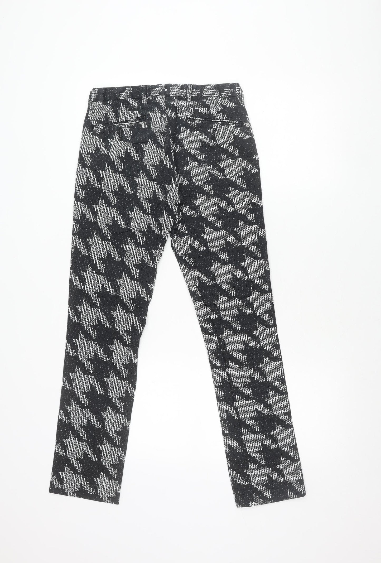 Topman Women Black Check Slim Fit Stretch Trousers Size 10