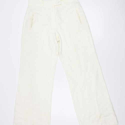 Deborah Veale Womens Ivory Size 10 Straight Corduroy Trousers