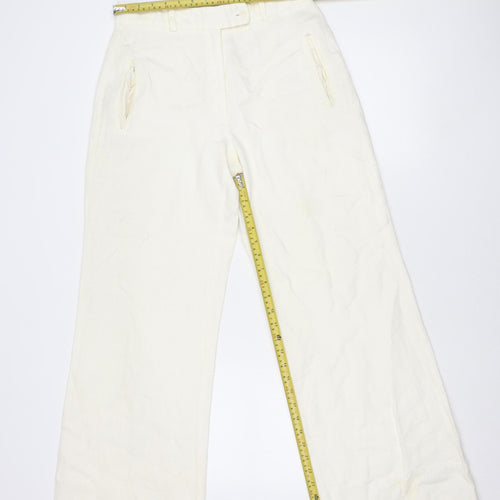 Deborah Veale Womens Ivory Size 10 Straight Corduroy Trousers