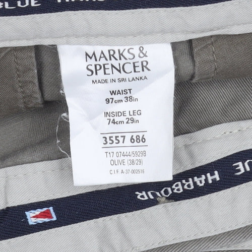 Marks and Spencer Unisex Adults Brown Chino Trousers L 38W 29L