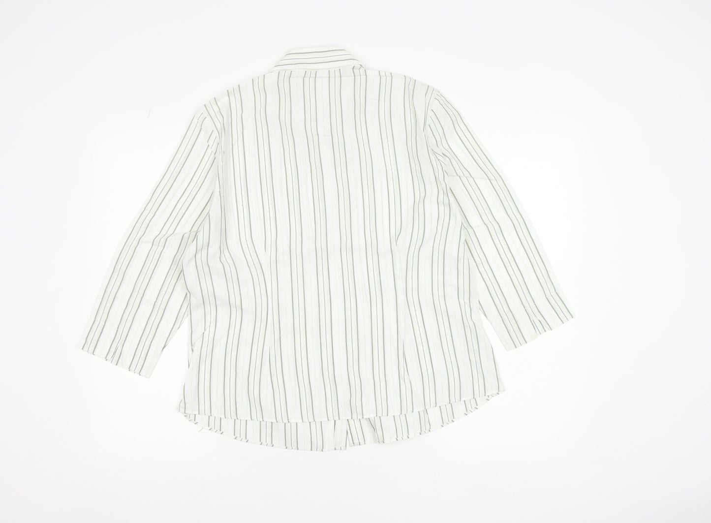 Amaranto Women’s White Striped Button-Up Shirt Size 16 Cotton Blend
