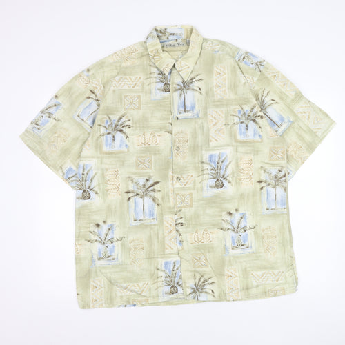 Batik Bay Men's Beige Hawaiian Cotton Shirt L Short Sleeve