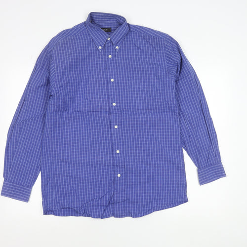 Next Womens Blue Checked Button-Up Cotton Shirt Size 10
