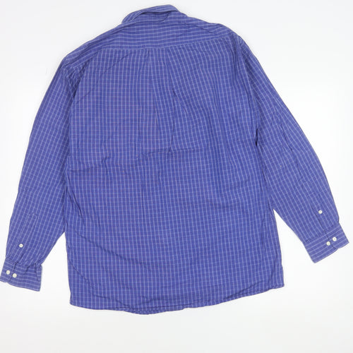 Next Womens Blue Checked Button-Up Cotton Shirt Size 10