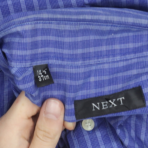 Next Womens Blue Checked Button-Up Cotton Shirt Size 10