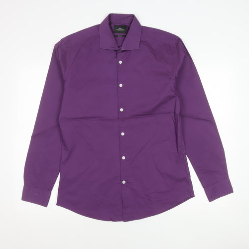 Moss London Men’s Purple Extra Slim Fit Long Sleeve Shirt 15.5