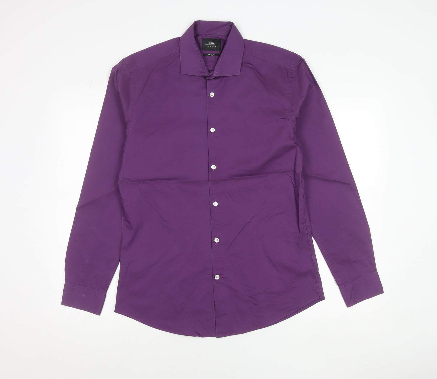 Moss London Men’s Purple Extra Slim Fit Long Sleeve Shirt 15.5